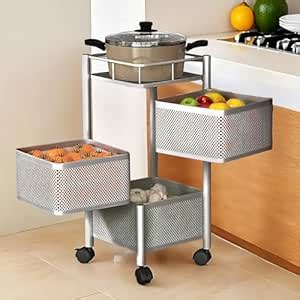 Kuber Industries Kitchen Storage Rack | 3-Tier Square Multipurpose ...