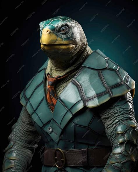 Premium Photo | 3d turtle in business suit with a human body looking ...