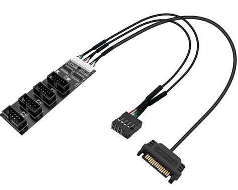 HOXIBSL Internal USB 2.0 Hub Header Splitter with SATA Powered Cable,4 ...