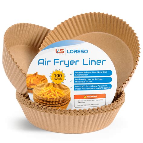 LORESO Air Fryer Paper Liner, 100 Count - Parchment Paper Basket Lining ...