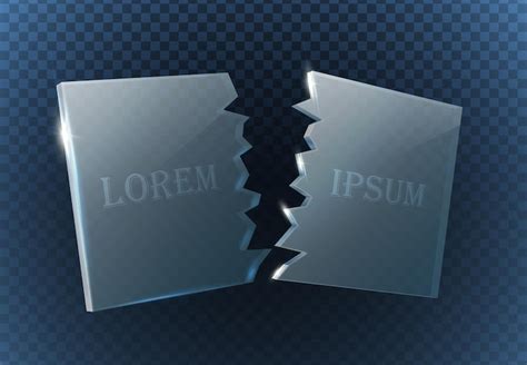 Realistic vector broken glass plate banner isolated on transparent ...