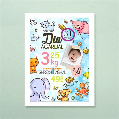 Buy Photo Personalized Animals Wooden Shadow Box Frame With Birth ...