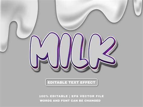 Milk 3d editable text effect text mockup | Premium Vector