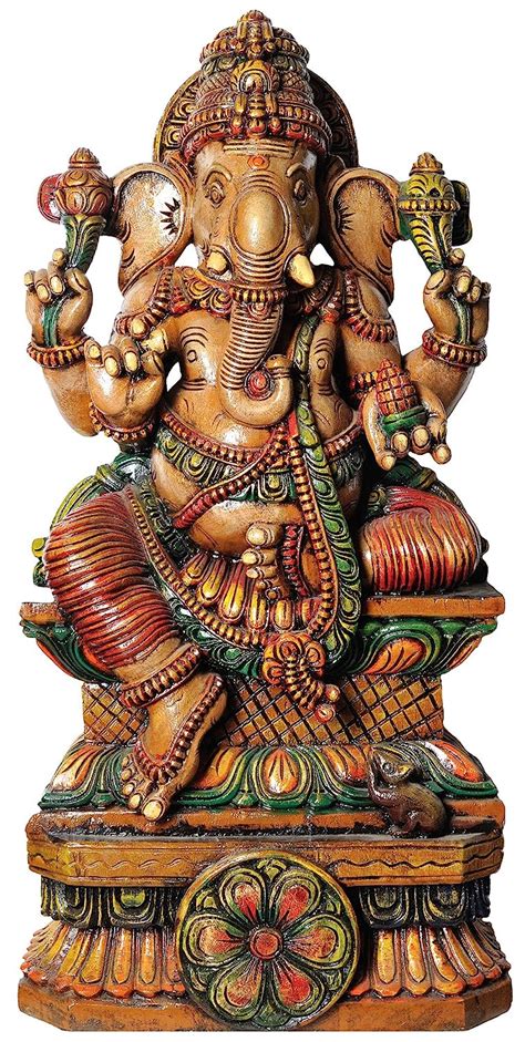 Exotic India Bhagawan Ganesha - South Indian Temple Wood Carving ...