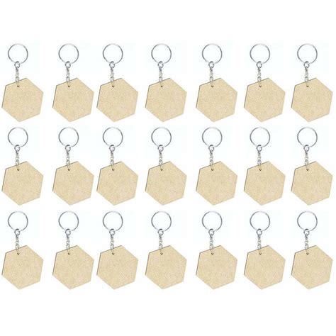 Key Chain With Hexagonal Shape MDF Base Set Of 10 – Adikala - Craft Store