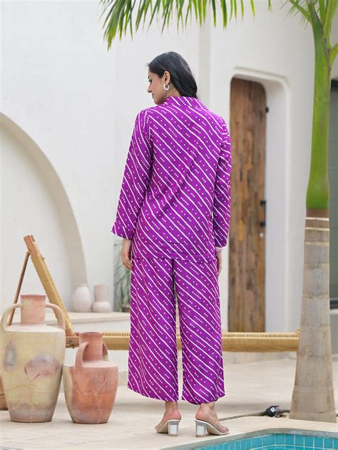 Divena Purple Stripes Shirt With Trousers Co-Ords – divena world