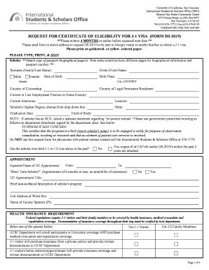 Ucsf Ds2019 Form - Fill and Sign Printable Template Online