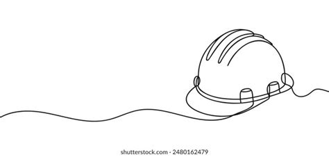One Line Drawing Isolated Hard Hat Stock Vector (Royalty Free ...