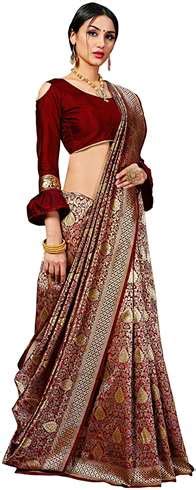 फेस्टिवल सीजन में बनारस की जरी वर्क बनारसी सिल्क साड़ी पहनें और शादी ...