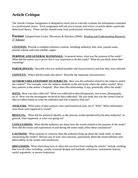 Image result for Research Critique Example