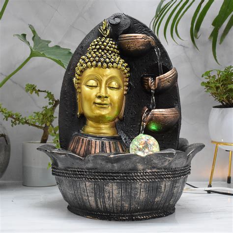 Buddha Head Water Fountain : 37 CM, Copper – Deczo