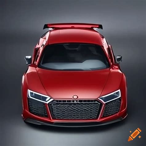 Audi R8 with a pronounced beautiful body kit, large spoiler, and red ...