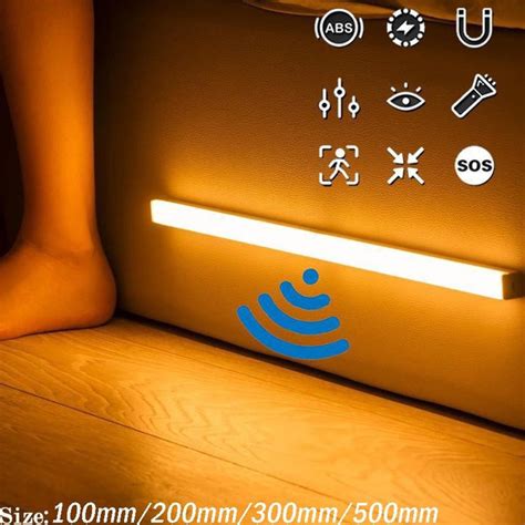 Wireless LED Motion Sensor Light USB Rechargeable Night Light Bedroom Decor Light Wall ...