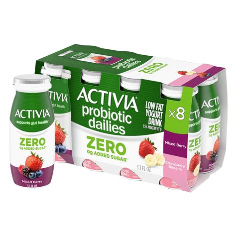 Activia Zero 0g Added Sugar* Strawberry Banana and Mixed Berry ...