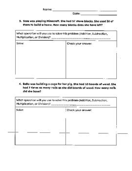 Image result for Single Step Word Problems Worksheet