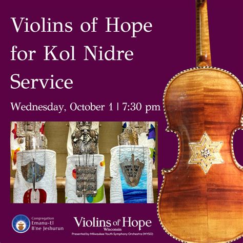 Violins of Hope for Kol Nidre Service - Violins of Hope-Wisconsin