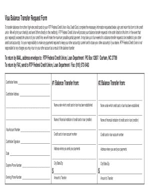 Visa Balance Transfer Request Form - Blank Fillable Template | Fill Out ...