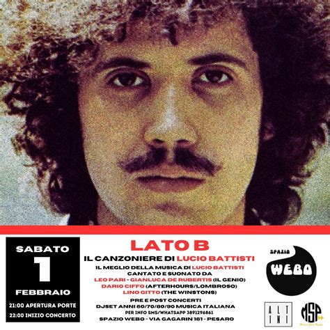 LATO B - IL CANZONIERE DI LUCIO BATTISTI | Spazio Webo, Pesaro, Spazio ...