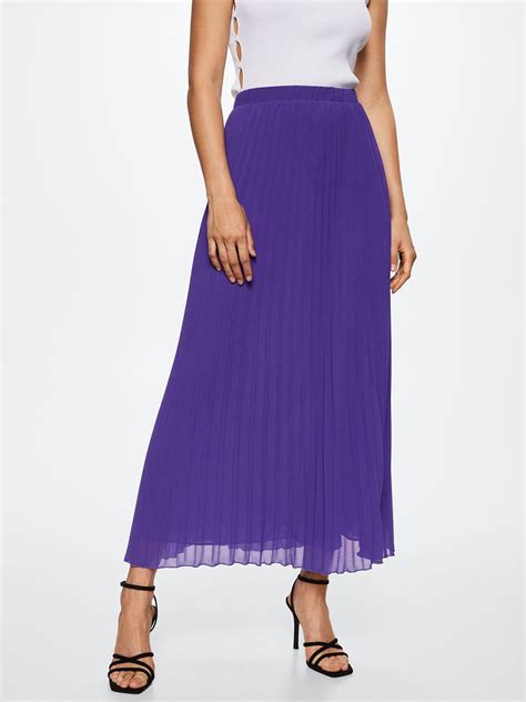 MANGO Purple Pleated A-Line Maxi Sustainable Skirt - Price History