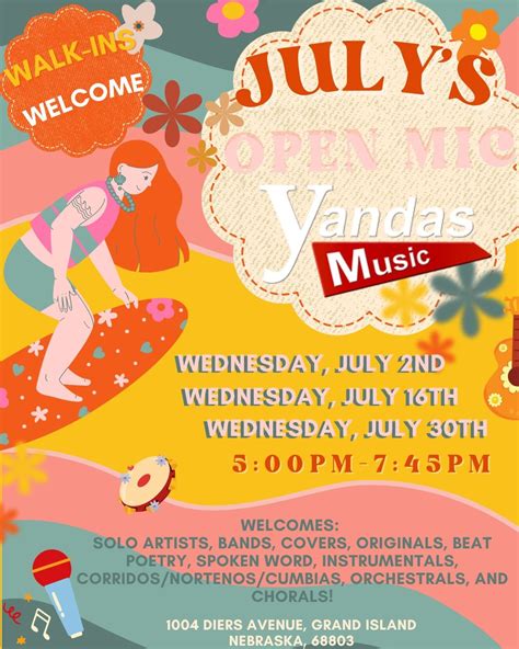 OPEN MIC - YANDAS MUSIC - JULY 16TH, 1004 N. Diers Avenue, Suite #150 ...