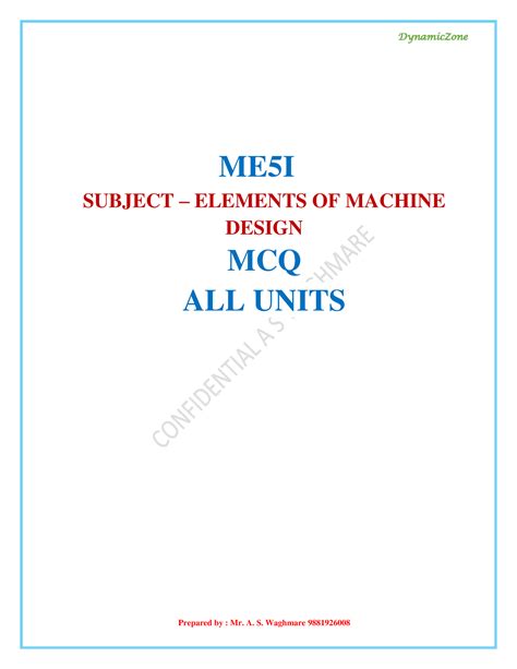 Design of machine element All chapters objective - ME5I SUBJECT ...