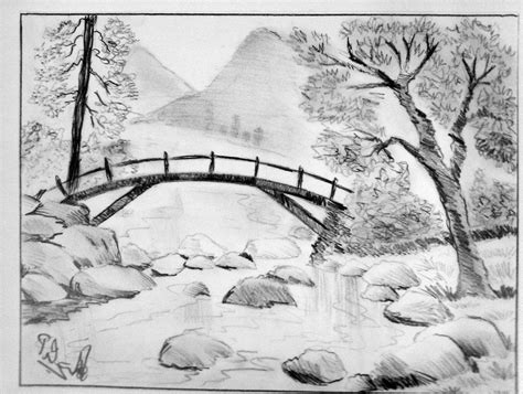 Simple Landscape Sketch at PaintingValley.com | Explore collection of ...