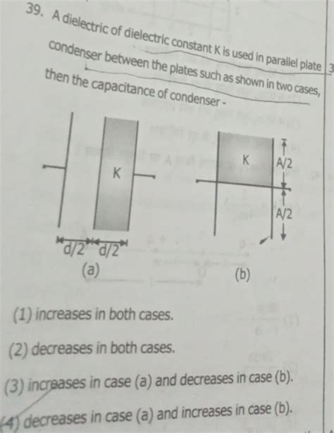 A dielectric of dielectric constant K is used in parallel plate Condenser..
