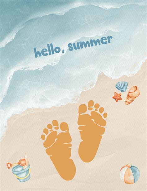 Summer Footprint Art With Printable Template