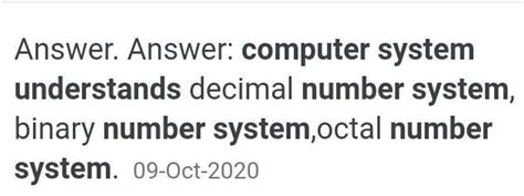 Computer system understands ________________ numbers. - Brainly.in