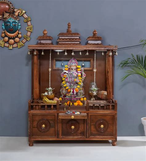 South Indian Style Solid Sheesham Wood Pooja Mandapam | DDASSMANDAP112 ...