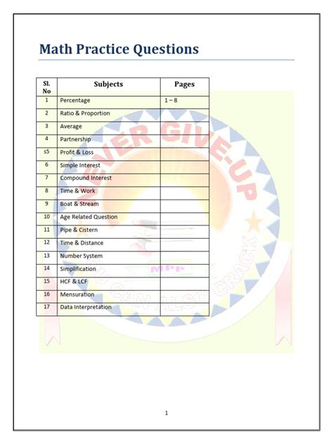 Image result for Questions Math PDF