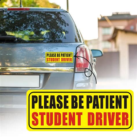Student Driver Magnetic Car Sticker - Reusable Reflective "Please Be ...
