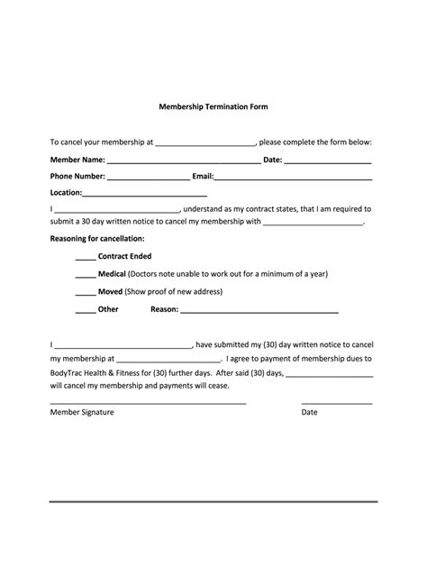 2012-2026 BodyTrac Health & Fitness Membership Termination Form - Blank ...