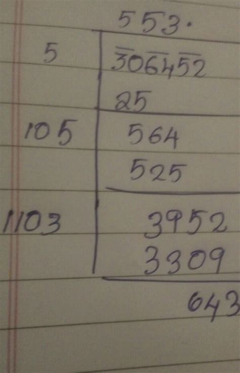 306452 by long division method square root - Brainly.in