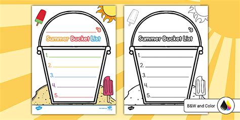 Printable Summer Bucket List Template | Twinkl USA