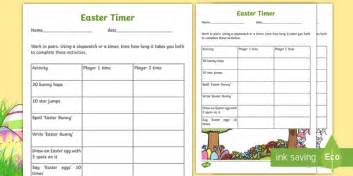 Easter Activity Timer Sheet - First Level (teacher made)