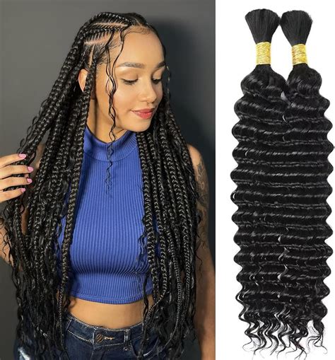 Amazon.com : 26Inch Deep Wave Bulk Human Braiding Hair for Boho Braids ...