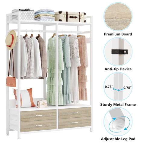 Tribesigns Industrial Style Freestanding Clothing Rack with Shelves ...