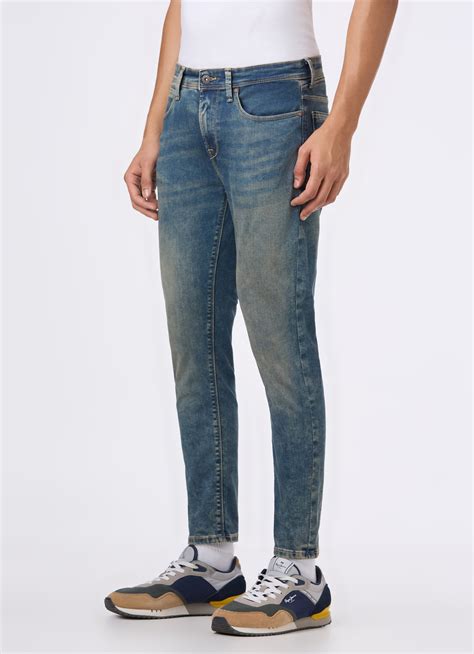 Men Blue Mid Rise Skinny Fit Powerflex Jeans | Pepe Jeans India
