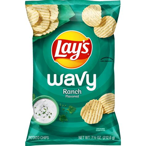 Lay's Wavy Potato Chips, Ranch Flavor, 7.5 oz Bag - Walmart.com ...