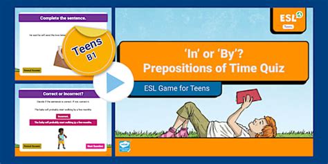 ESL 'in' or 'by' Prepositions of Time Quiz [Teens, B1]