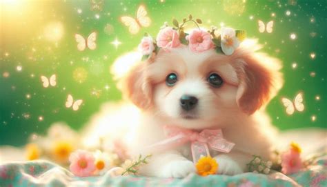 Charming cute dog dreamy wallpaper adorable mammal in a serene nature ...