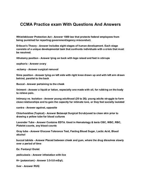 CCMA Practice exam With Questions And Answers - Scholarfriends