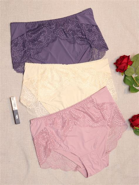3 Pack Large Mid High Waist plus size Women Underwear Panties - Sai Feel
