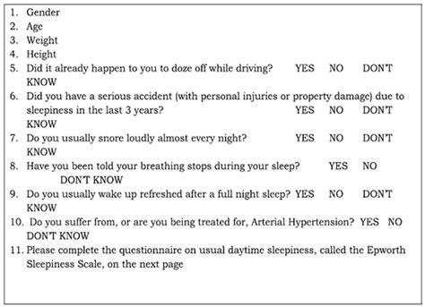 Validation of the European Obstructive Sleep Apnea Screening (EUROSAS ...