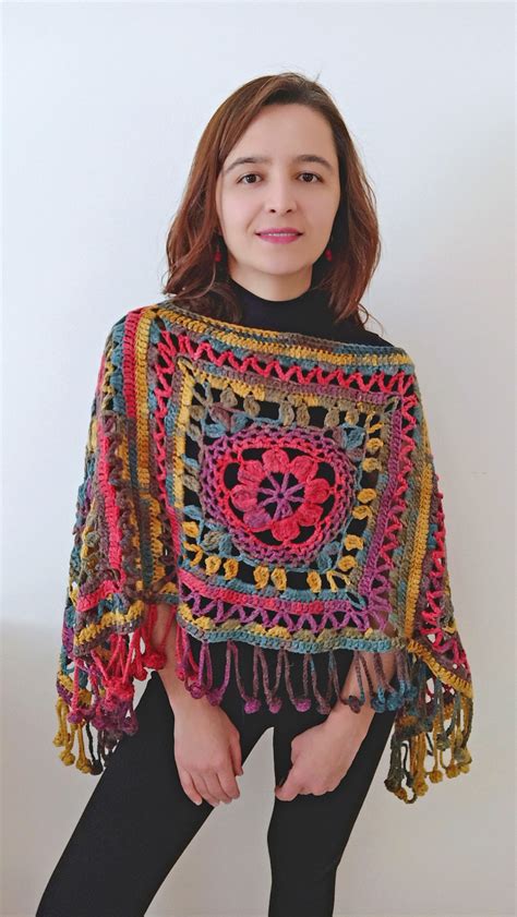 CROCHET PONCHO RAINBOW Poncho Mexican Handmade Pride Women - Etsy India