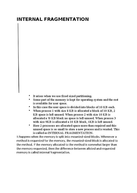 Fragmentation in operating system - INTERNAL FRAGMENTATION It arises ...