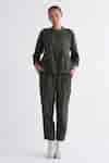 Buy Green Melange Band Collar Crop Jacket For Women by THREE Online at ...