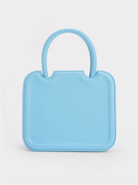 Light Blue Perline Sculptural Top Handle Bag - CHARLES & KEITH IN