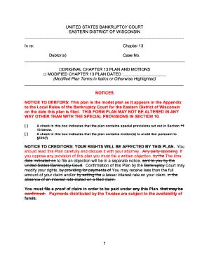 Fillable Online wieb uscourts GORIGINAL CHAPTER 13 PLAN AND MOTIONS G ...